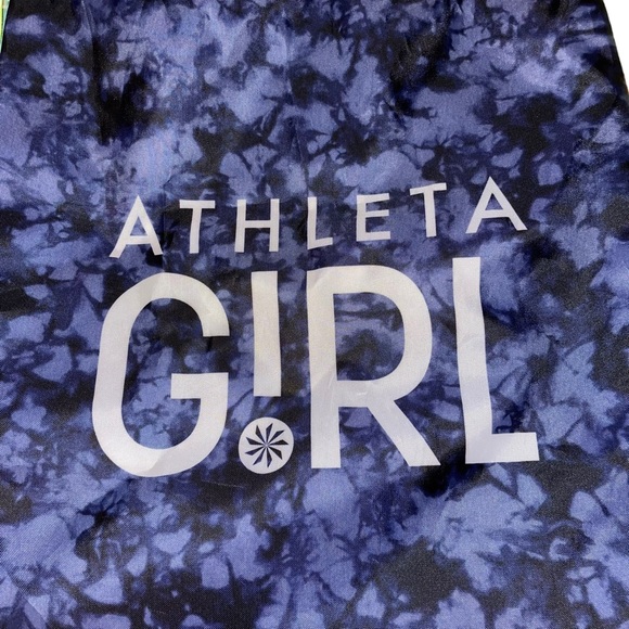 Athleta Girl Drawstring Bag Gym Bag Back Pack Blue Neon Yellow Active Wear - Picture 2 of 5